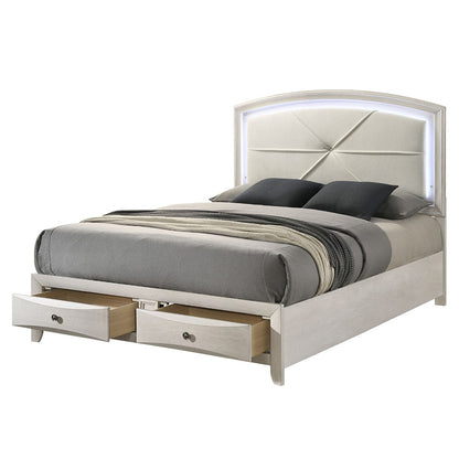 ACME Furniture - Ramondi - Queen Bed w/Storage & LED - Antique White  - BD05282Q view 5
