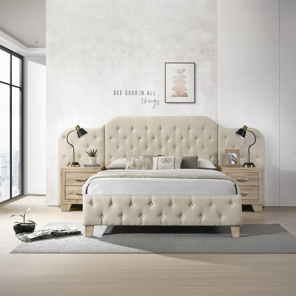 ACME Furniture - Ranallo Queen Bed - Beige Linen - BD01778Q view 6