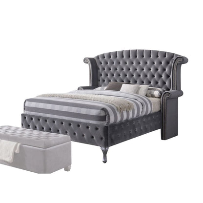 ACME Furniture - Rebekah - Eastern King Bed - Gray Velvet - 25816EK view 1