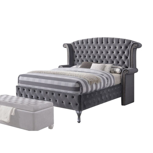 ACME Furniture - Rebekah - Eastern King Bed - Gray Velvet - 25816EK view 1
