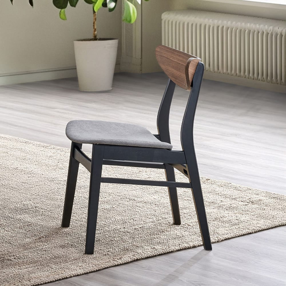 ACME Furniture - Rebi - Side Chair (Set of 2) - Gray Linen, Walnut & Black  - DN04181 view 5