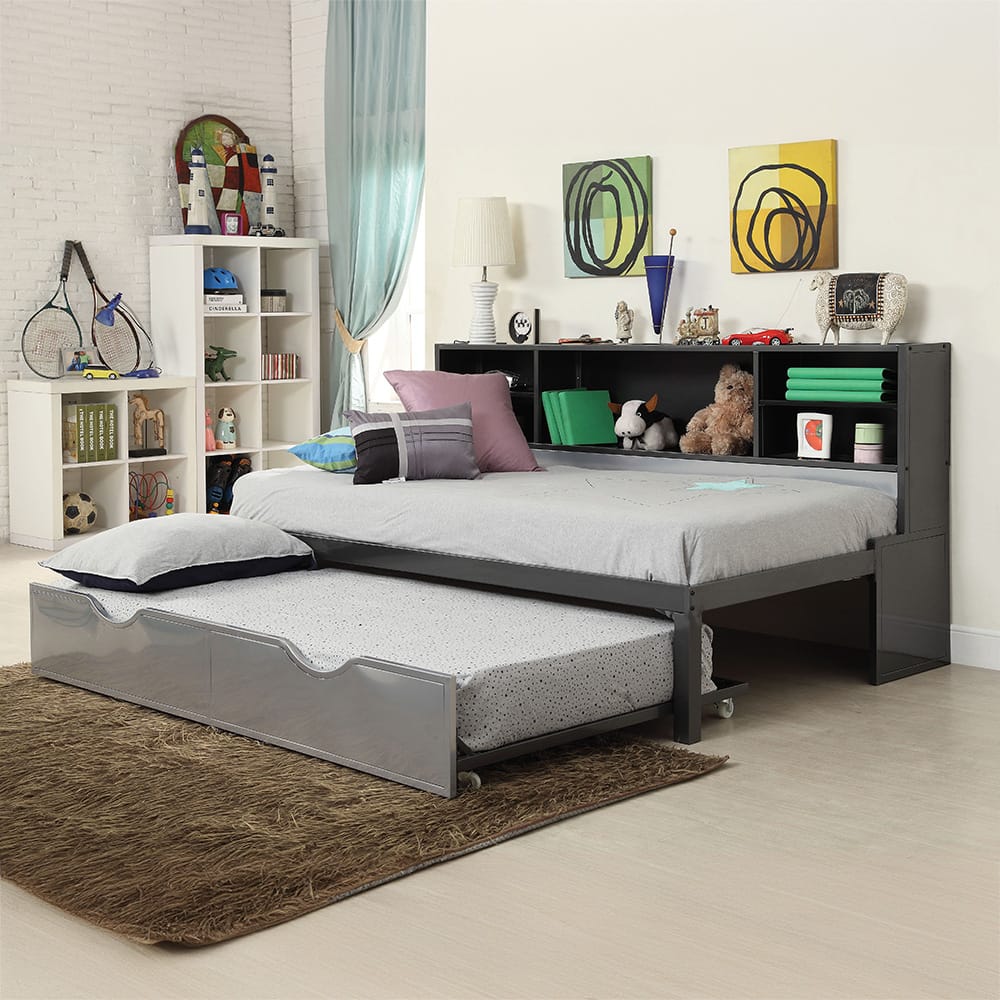 ACME Furniture - Renell - Twin Bed w/Trundle (Twin) & Storage - Black & Silver - 37225T view 2