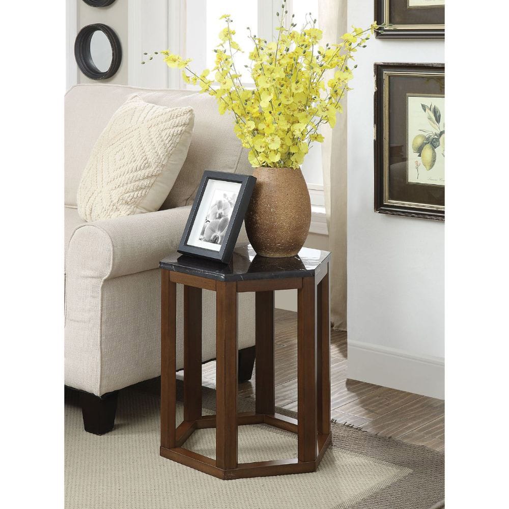 ACME Furniture - Reon - 2Pc Pack Accent Table Set - Marble Top & Walnut - 82467 view 2