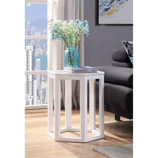 ACME Furniture - Reon - 2Pc Pack Accent Table Set - Marble Top & White - 82462 view 1