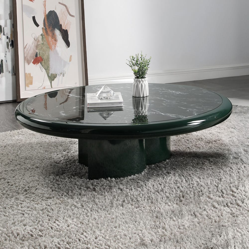 ACME Furniture - Ronald - Coffee Table - Marble Pattern Top, Dark Green & Brown High Gloss  - LV03895 view 4