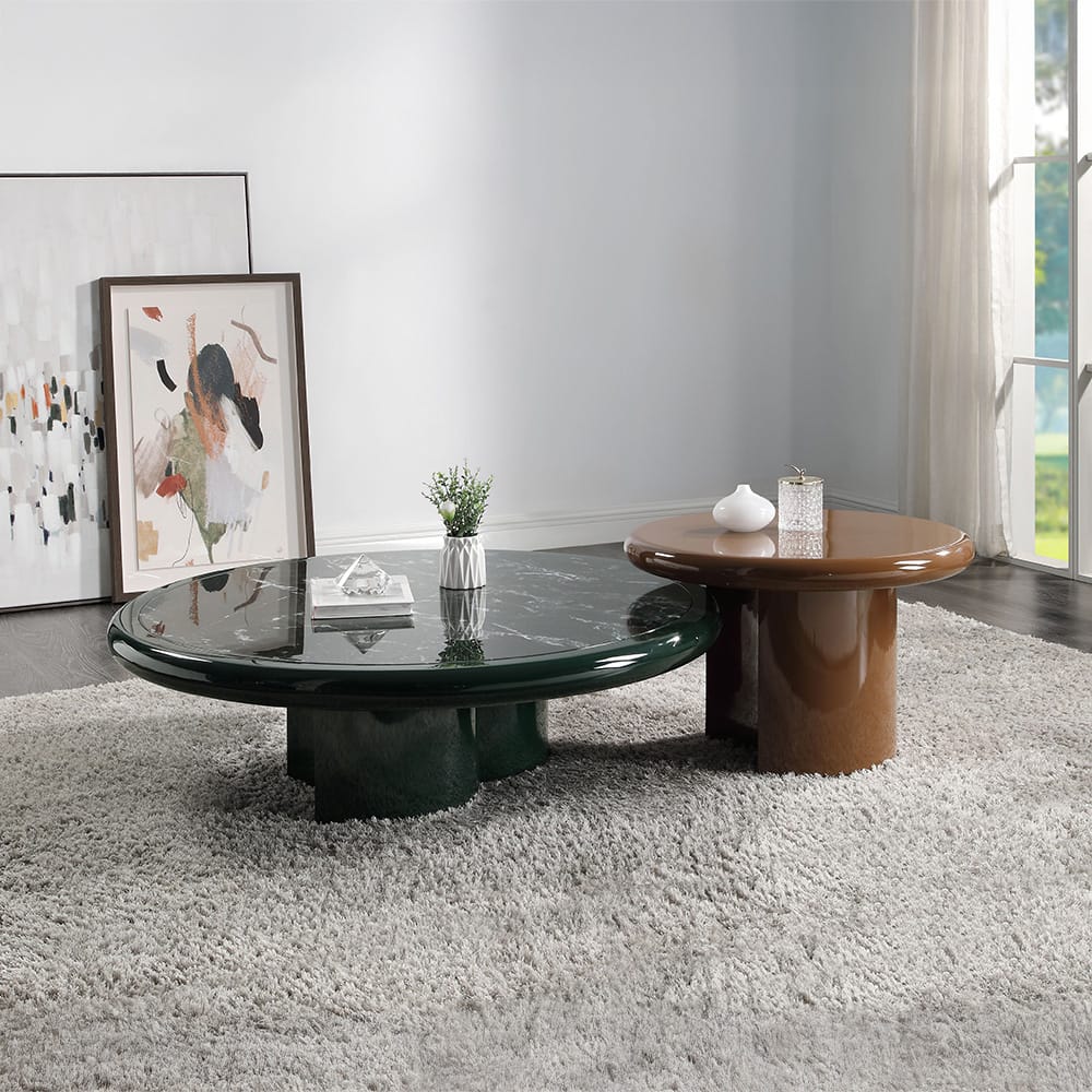 ACME Furniture - Ronald - Coffee Table - Marble Pattern Top, Dark Green & Brown High Gloss  - LV03895 view 5