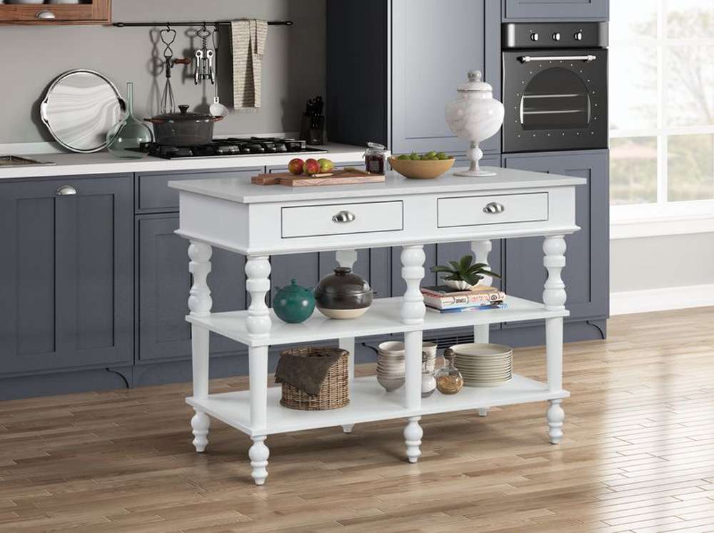 ACME Furniture - Rorratt Kitchen Island - Marble Top & White - AC00186 veiw 1