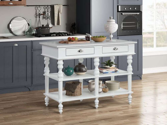 ACME Furniture - Rorratt Kitchen Island - Marble Top & White - AC00186 veiw 1