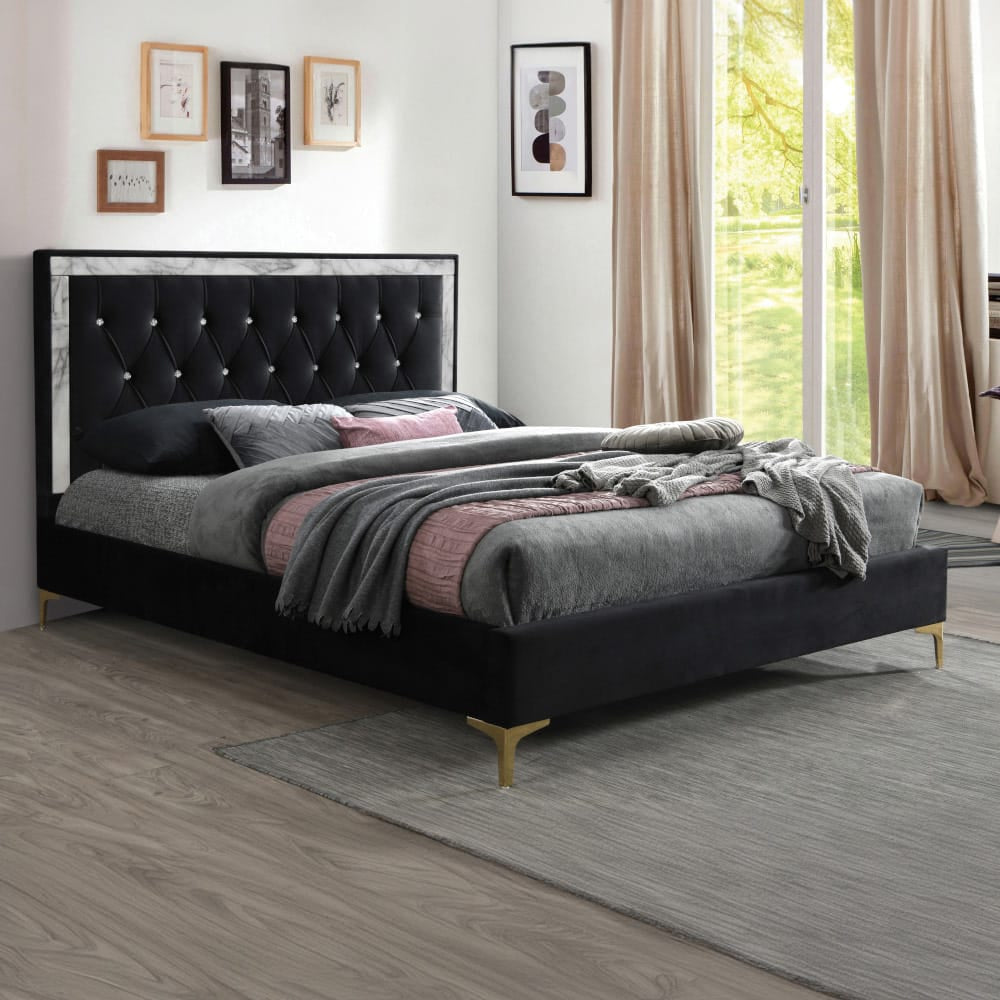 ACME Furniture - Rowan - Queen Bed - Black Fabric - 28990Q view 3