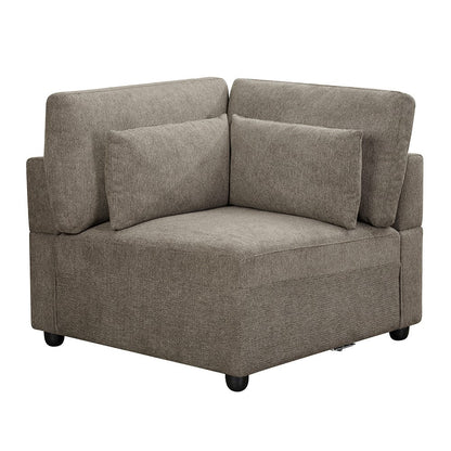ACME Furniture - Rylie - Modular - Wedge w/3 Pillows - Brown Linen - LV03153 view 1