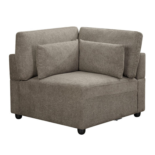 ACME Furniture - Rylie - Modular - Wedge w/3 Pillows - Brown Linen - LV03153 view 1
