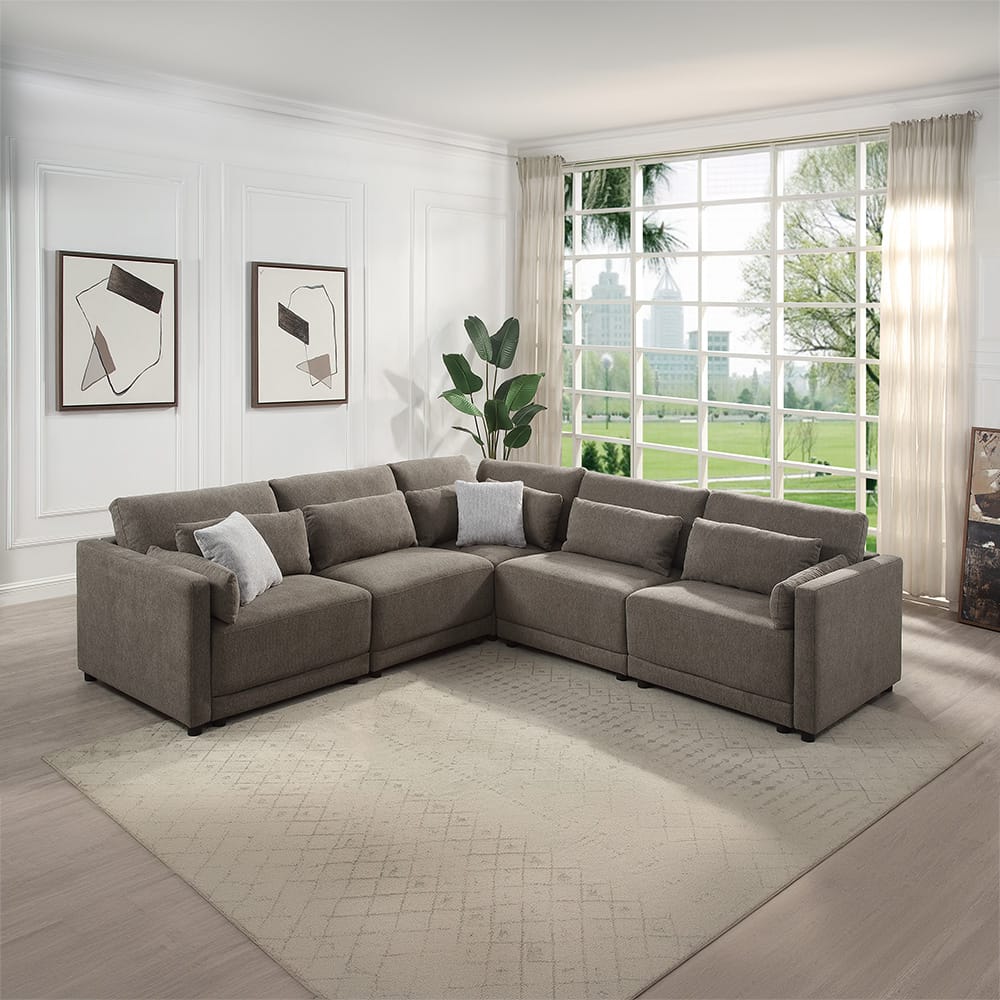 ACME Furniture - Rylie - Modular - Wedge w/3 Pillows - Brown Linen - LV03153 view 7