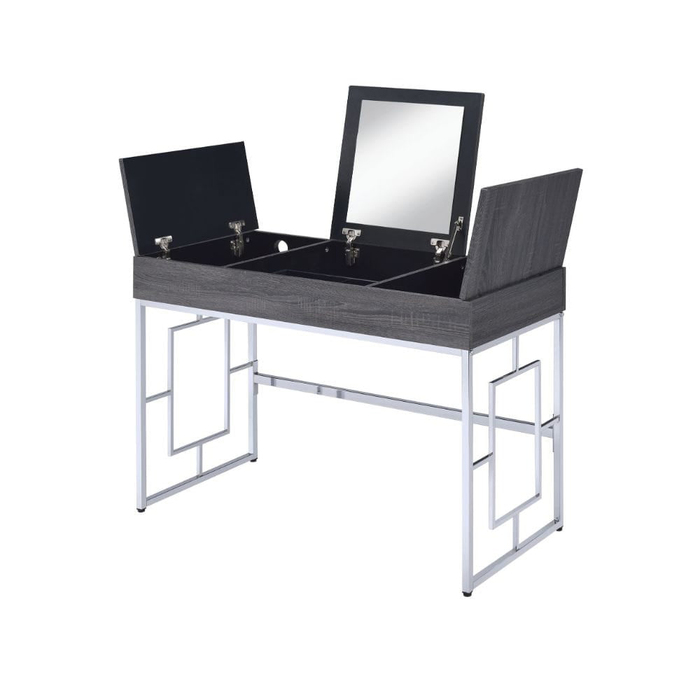 ACME Furniture - Saffron - Vanity Desk w/USB - Black Oak & Chrome - 90317 view 1