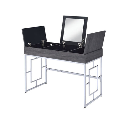 ACME Furniture - Saffron - Vanity Desk w/USB - Black Oak & Chrome - 90317 view 1