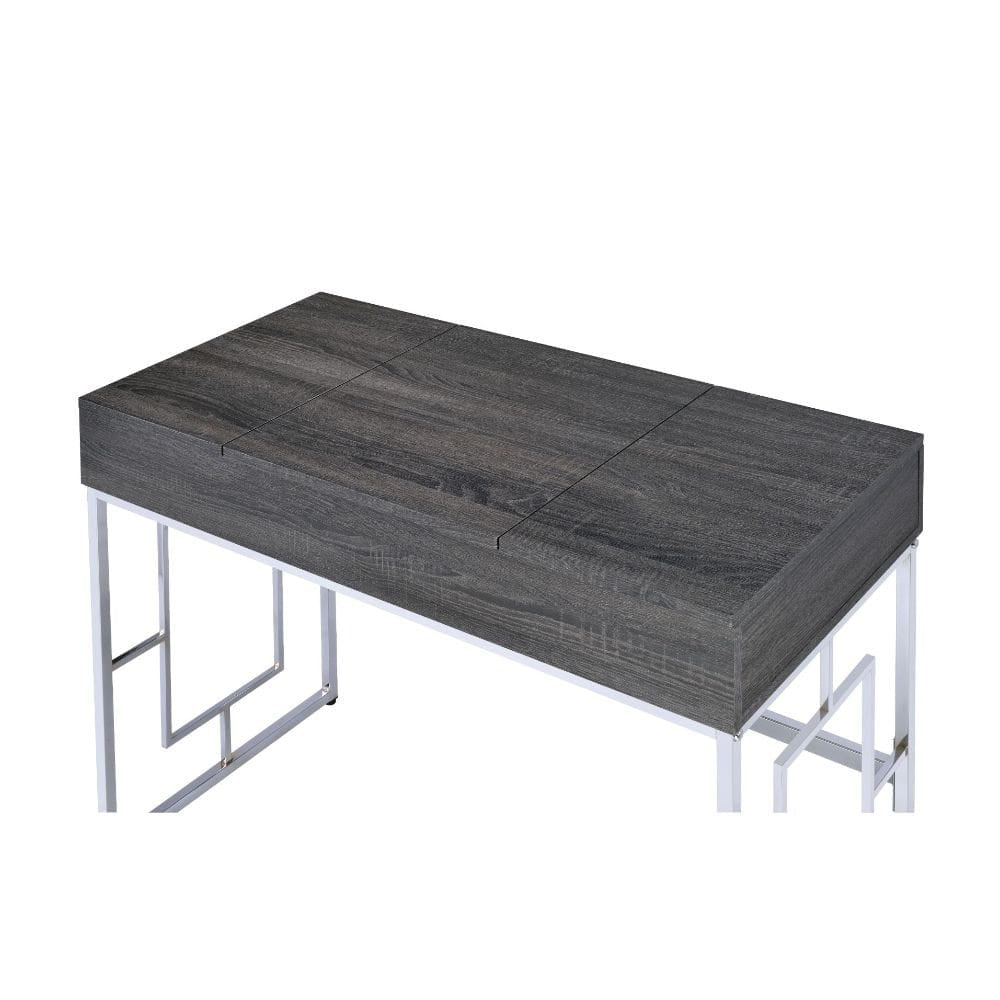 ACME Furniture - Saffron - Vanity Desk w/USB - Black Oak & Chrome - 90317 view 2