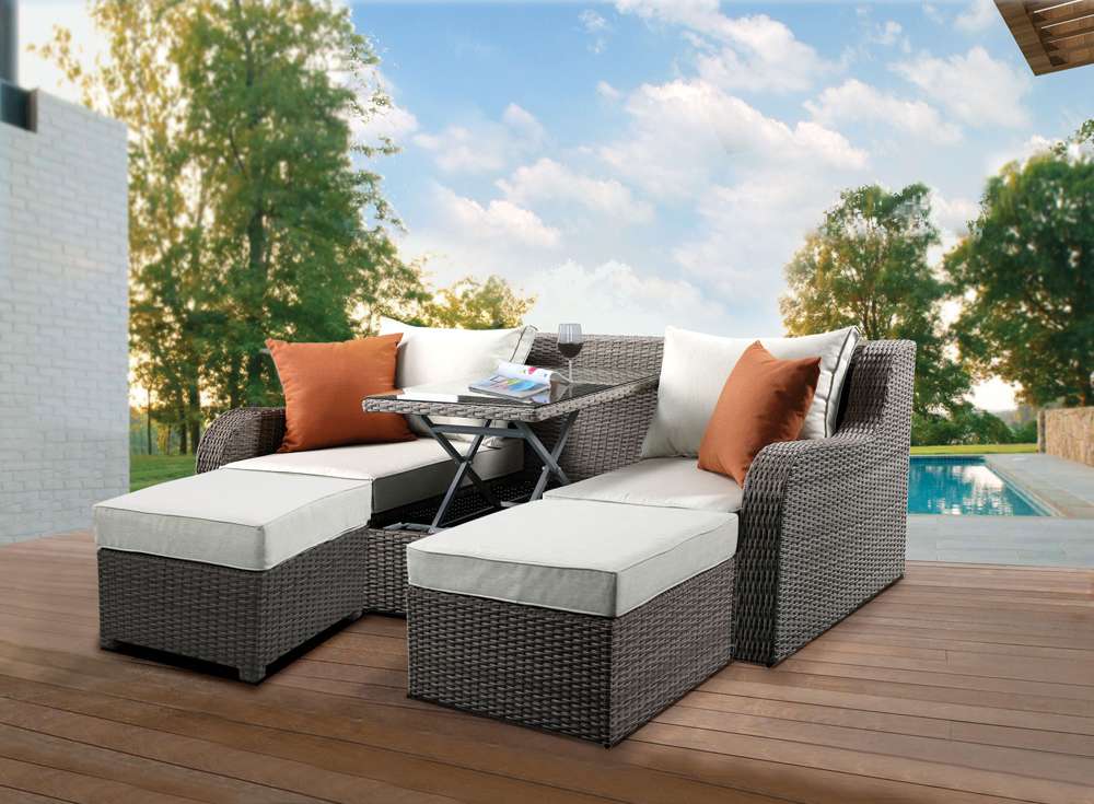 ACME Furniture - Salena Patio Sectional & 2 Ottomans (2 Pillows) - 45010 veiw 1