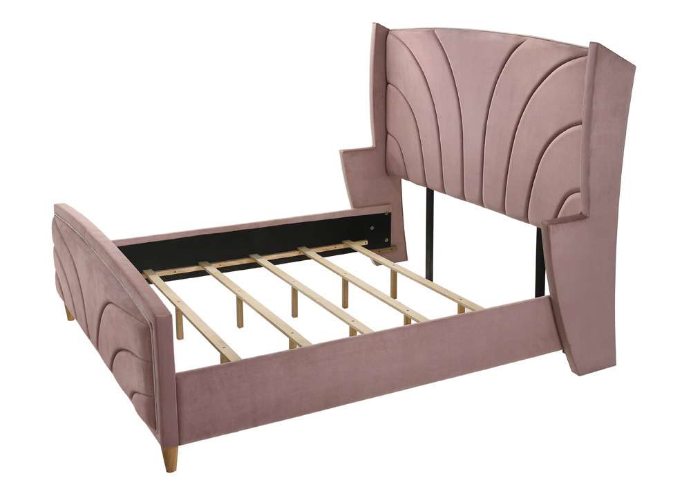 ACME Furniture - Salonia Eastern King Bed - Pink Velvet - BD01182EK veiw 1