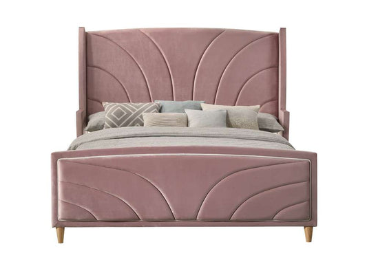 ACME Furniture - Salonia Eastern King Bed - Pink Velvet - BD01182EK veiw 2