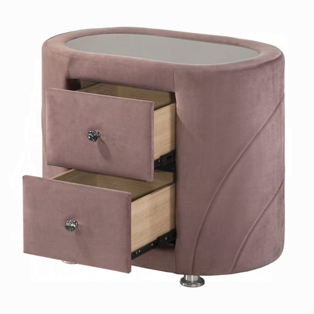 ACME Furniture - Salonia Nightstand - Pink Velvet - BD01184 view 3