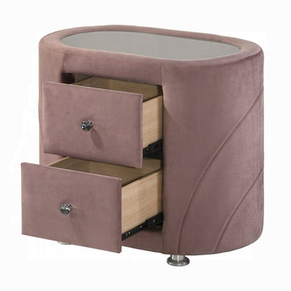 ACME Furniture - Salonia Nightstand - Pink Velvet - BD01184 view 3