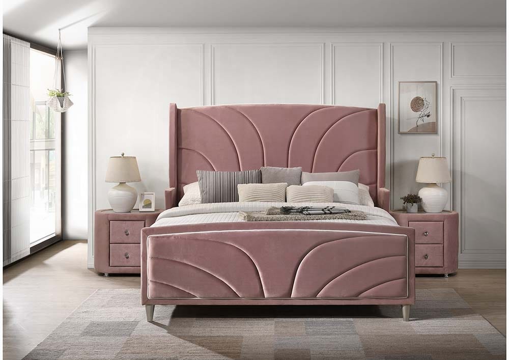 ACME Furniture - Salonia Queen Bed - Pink Velvet - BD01183Q view 5