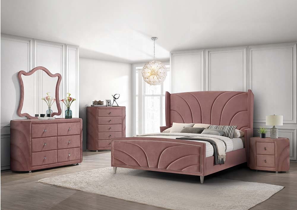 ACME Furniture - Salonia Queen Bed - Pink Velvet - BD01183Q view 6