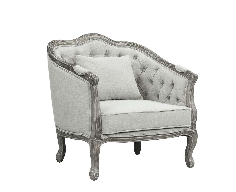 ACME Furniture - Samael Chair w/Pillow - Gray Linen & Gray Oak - LV01163 veiw 2