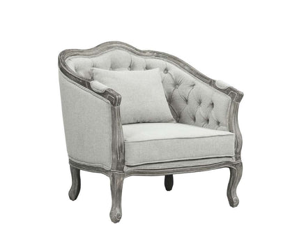 ACME Furniture - Samael Chair w/Pillow - Gray Linen & Gray Oak - LV01163 veiw 2