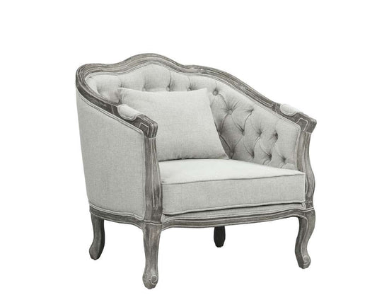 ACME Furniture - Samael Chair w/Pillow - Gray Linen & Gray Oak - LV01163 veiw 2