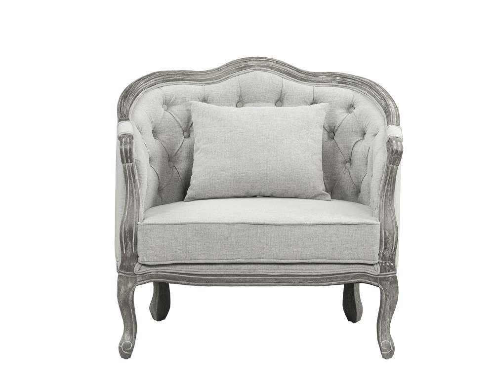 ACME Furniture - Samael Chair w/Pillow - Gray Linen & Gray Oak - LV01163 veiw 3