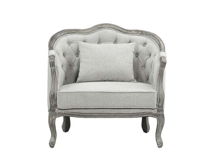 ACME Furniture - Samael Chair w/Pillow - Gray Linen & Gray Oak - LV01163 veiw 3