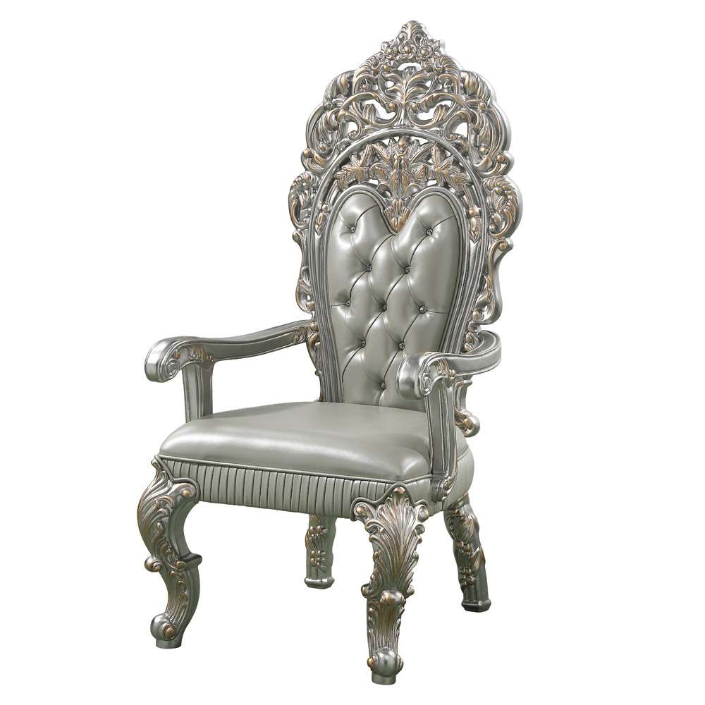 ACME Furniture - Sandoval Arm Chair (Set of 2) - Beige Synthetic Leather & Champagne - DN01496 veiw 1