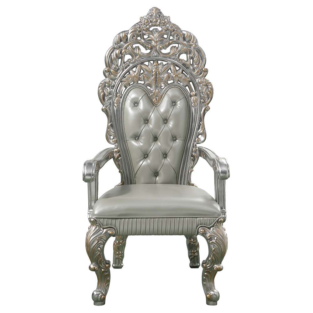 ACME Furniture - Sandoval Arm Chair (Set of 2) - Beige Synthetic Leather & Champagne - DN01496 veiw 2