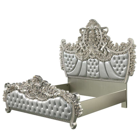 ACME Furniture - Sandoval Eastern King Bed - Beige Synthetic Leather & Champagne - BD01487EK veiw 1