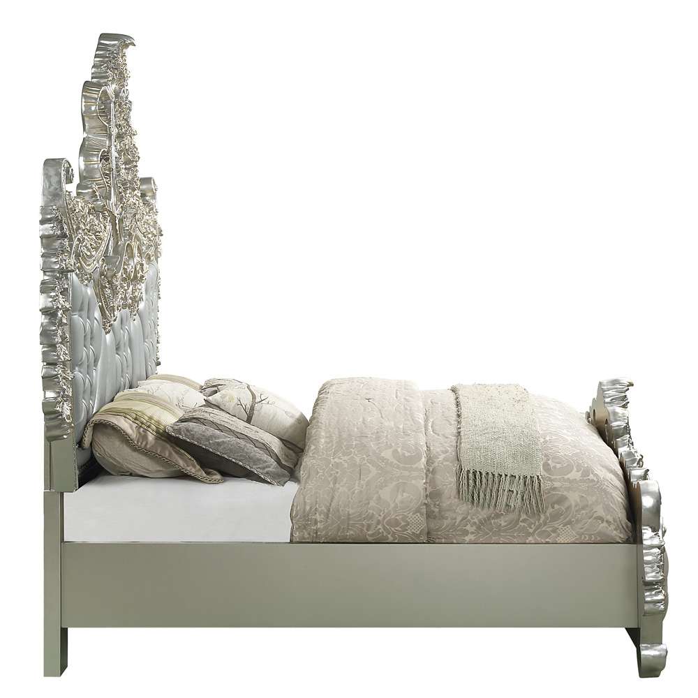 ACME Furniture - Sandoval Eastern King Bed - Beige Synthetic Leather & Champagne - BD01487EK veiw 3