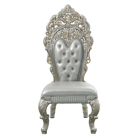 ACME Furniture - Sandoval Side Chair (Set of 2) - Beige Synthetic Leather & Champagne - DN01495 veiw 2