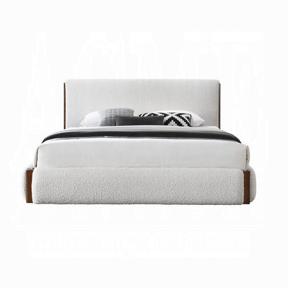 ACME Furniture - Sandro Eastern King Bed - White Boucle & Walnut - BD02469EK view 2