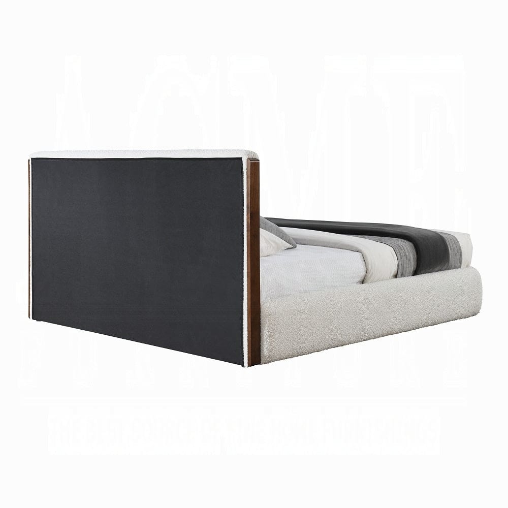 ACME Furniture - Sandro Eastern King Bed - White Boucle & Walnut - BD02469EK view 4
