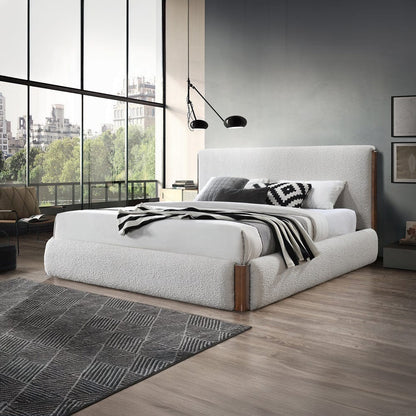 ACME Furniture - Sandro Eastern King Bed - White Boucle & Walnut - BD02469EK view 7
