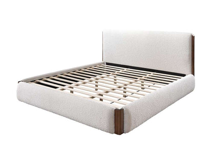 ACME Furniture - Sandro Queen Bed - White Boucle & Walnut - BD02470Q view 1