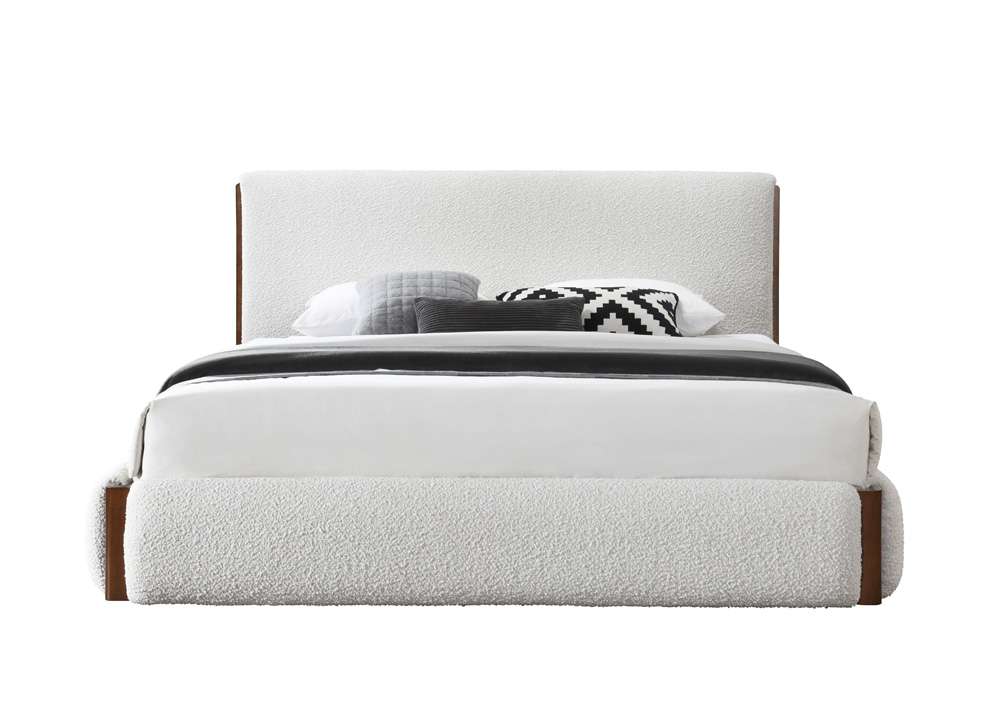 ACME Furniture - Sandro Queen Bed - White Boucle & Walnut - BD02470Q view 2