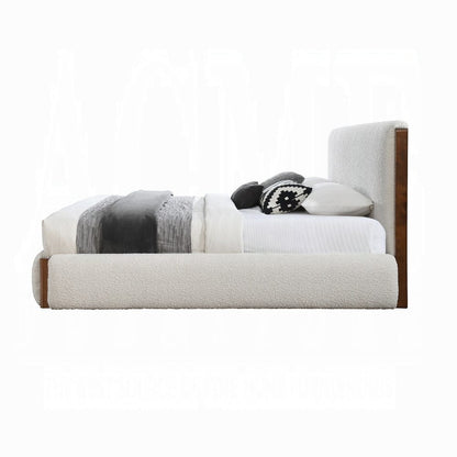 ACME Furniture - Sandro Queen Bed - White Boucle & Walnut - BD02470Q view 3