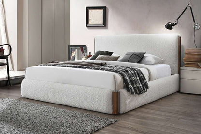 ACME Furniture - Sandro Queen Bed - White Boucle & Walnut - BD02470Q view 6
