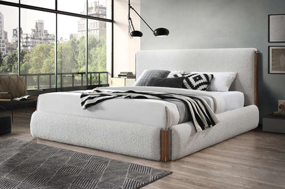 ACME Furniture - Sandro Queen Bed - White Boucle & Walnut - BD02470Q view 7