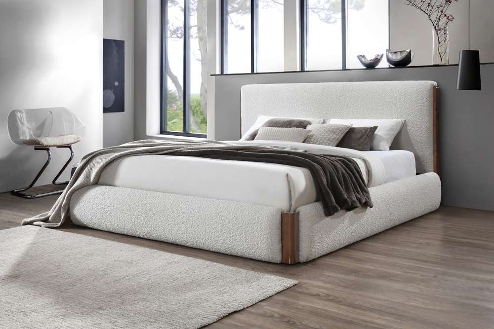 ACME Furniture - Sandro Queen Bed - White Boucle & Walnut - BD02470Q view 8