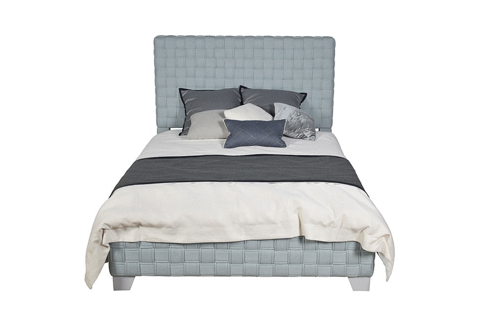 ACME Furniture - Saree Eastern King Bed - Light Teal Chenille & Gray Finish - BD02352EK view 2