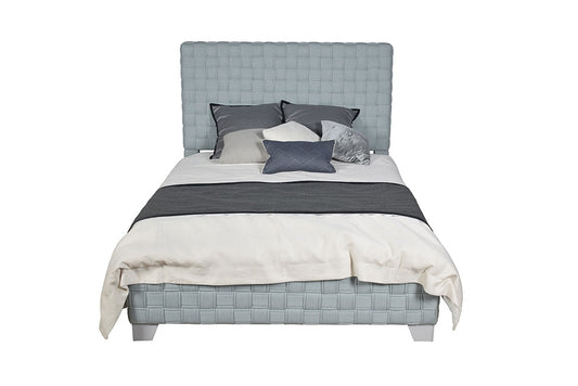 ACME Furniture - Saree Eastern King Bed - Light Teal Chenille & Gray Finish - BD02352EK view 2