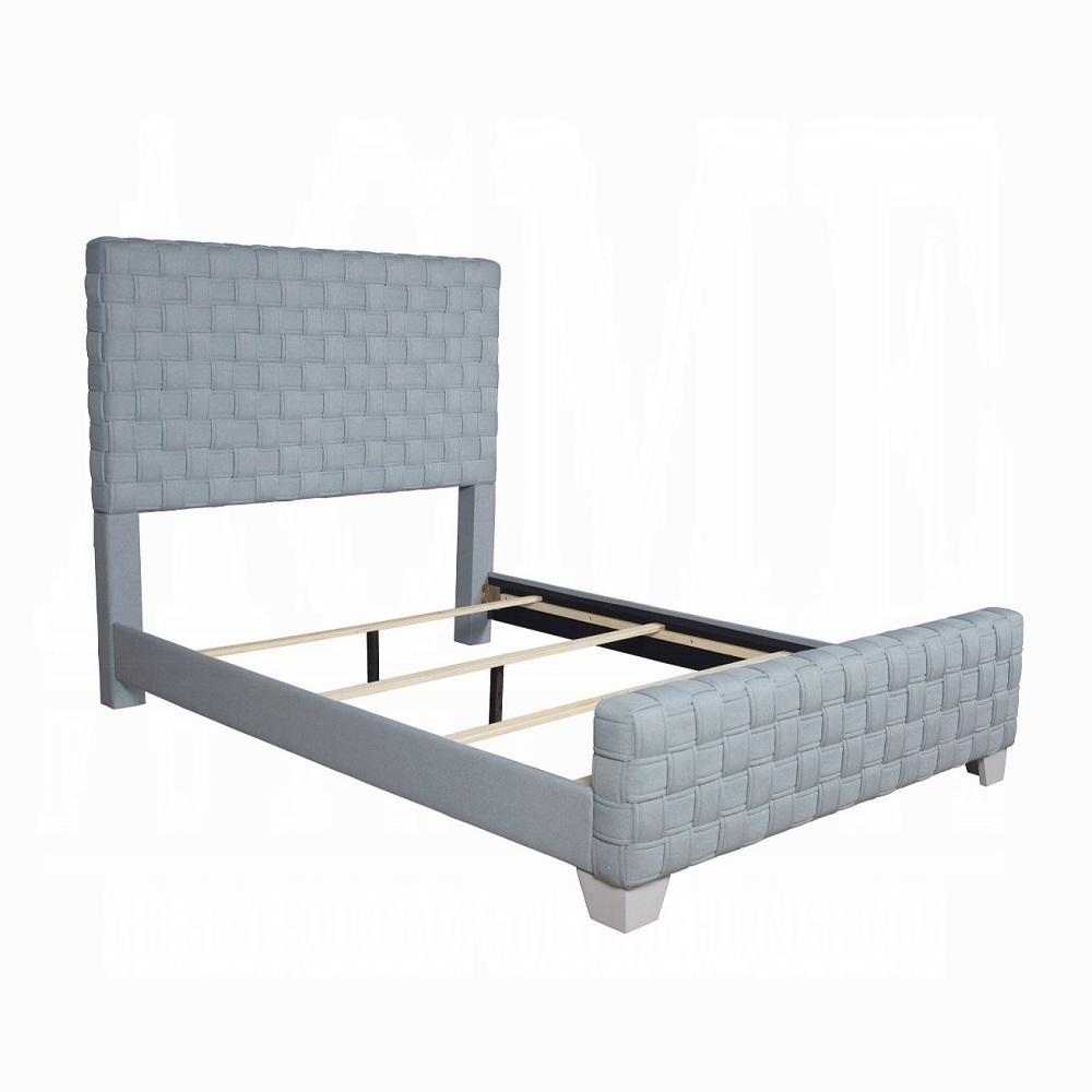 ACME Furniture - Saree Queen Bed - Light Teal Chenille & Gray Finish - BD02353Q veiw 2