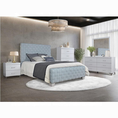 ACME Furniture - Saree Queen Bed - Light Teal Chenille & Gray Finish - BD02353Q veiw 3