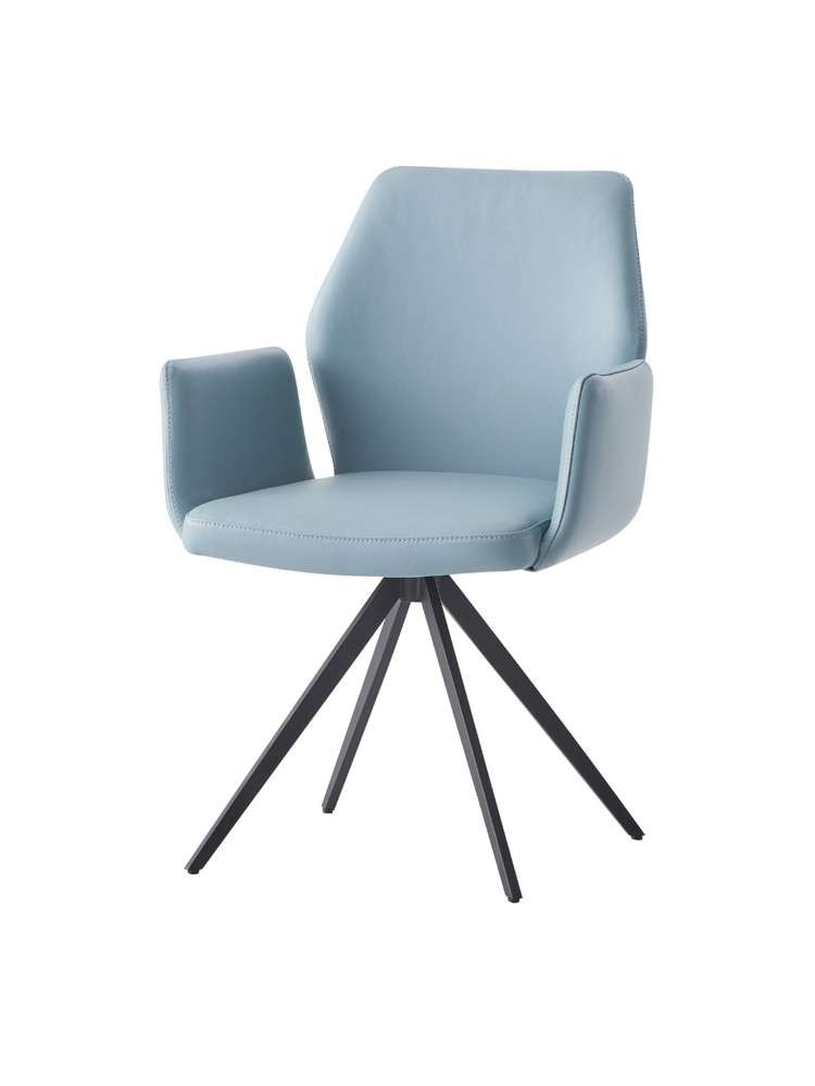 ACME Furniture - Segismunda Side Chair w/Swivel - Light Blue Leather & Black - DN02403 veiw 2